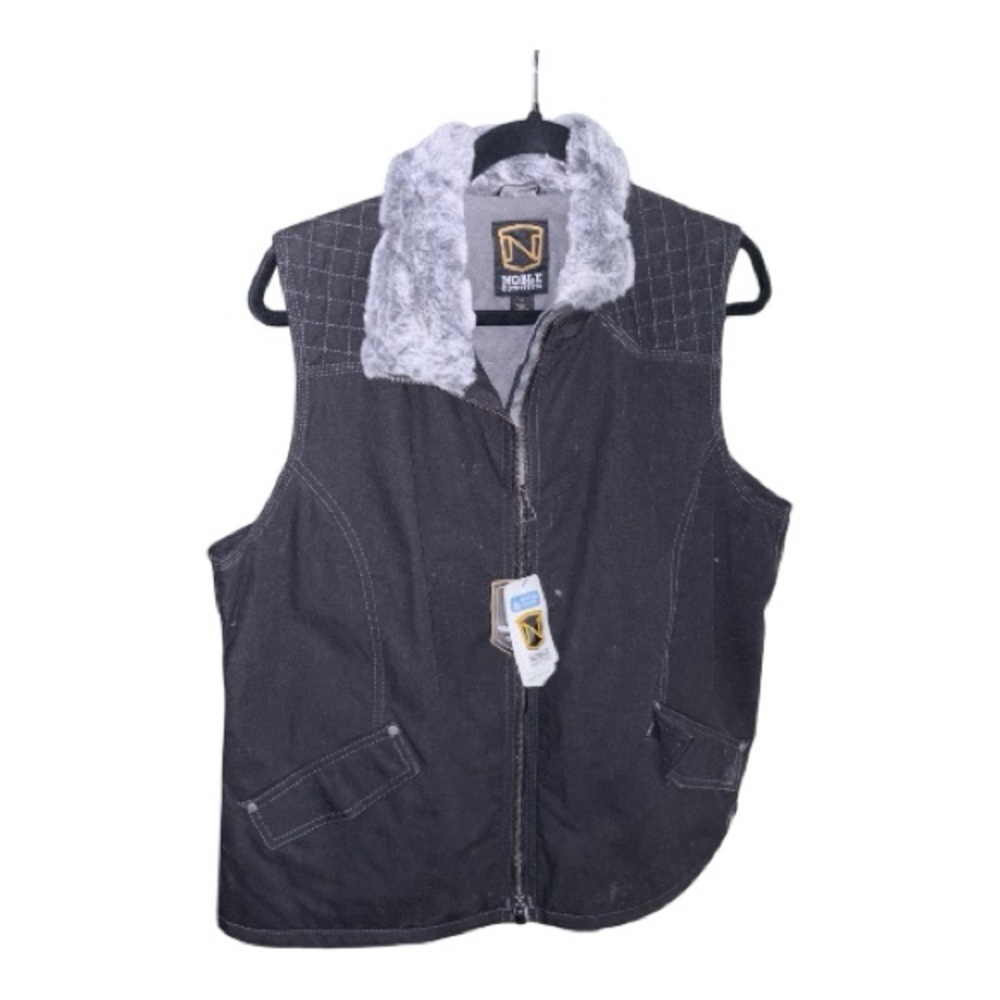 Noble Outfitter black and gray faux fur vest NWT